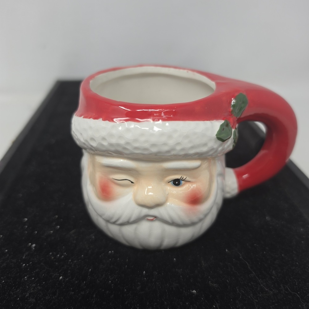 Miracle Cocktail Kingdom Winking Santa Claus Head Figural Ceramic Mug Christmas